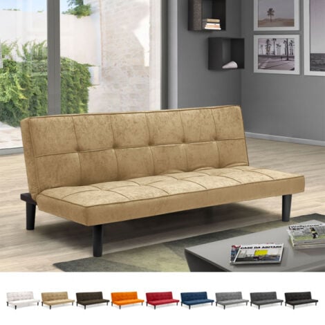 MODUS SOFÀ Divano Letto Design in tessuto 2 Posti per casa e ufficio Giada - Beige