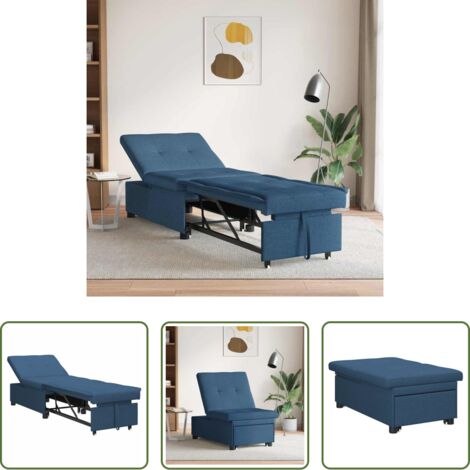 Divano letto -  Divano Letto Estraibile Blu 194 x 50 x 82 cm Tessuto