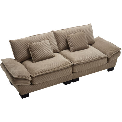 Divano Letto Doppio 224x81x81 cm, Struttura in Legno, Schiuma ad Alta Densità, Velluto Kaki, Per Soggiorno e Camera