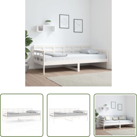 Divano letto -  Dormeuse Bianca in Legno Massello di Pino 90x190 cm