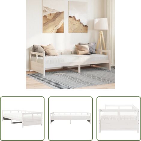Divano letto -  Dormeuse con Materasso Bianca 90x200 cm Legno Massello Pino
