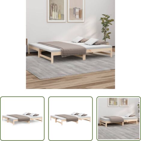 Divano letto -  Dormeuse Estraibile 2x(80x200) cm in Legno Massello di Pino
