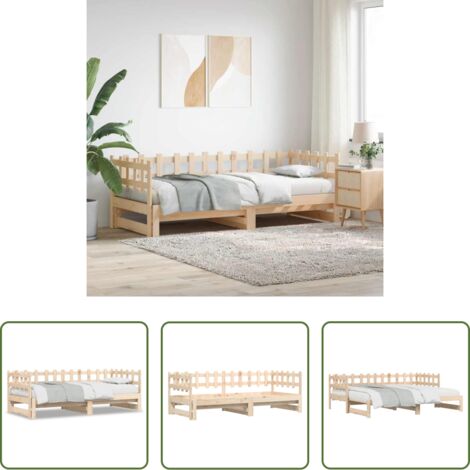 Divano letto -  Dormeuse Estraibile 2x(90x200) cm Legno Massello di Pino
