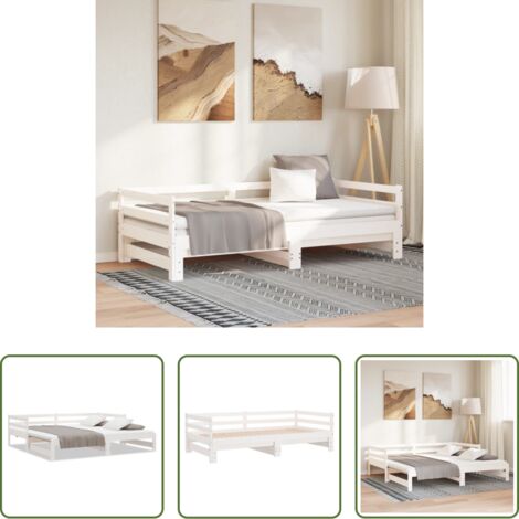 Divano letto -  Dormeuse Estraibile Bianca in Massello di Pino 2x(90x200) cm