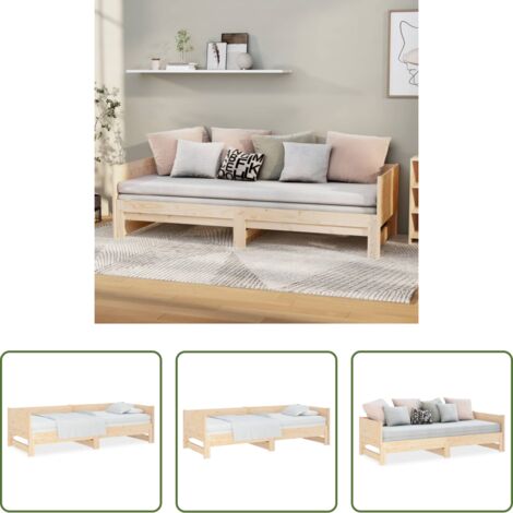 Divano letto -  Dormeuse Estraibile in Legno Massello di Pino 2x(80x200) cm