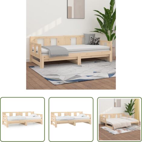 Divano letto -  Dormeuse Estraibile in Legno Massello di Pino 2x(80x200) cm