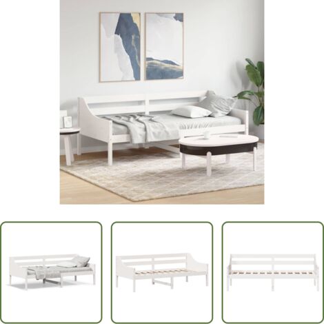 Divano letto -  Dormeuse senza Materasso Bianca 90x200 cm Legno Massello Pino