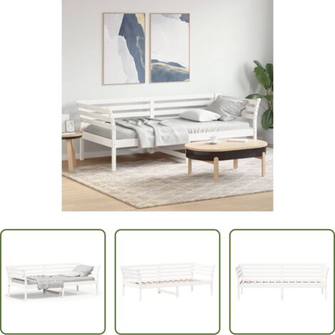 Divano letto -  Dormeuse senza Materasso Bianco 100x200 cm Legno Massello Pino