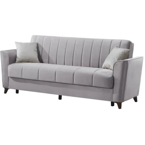 Divano letto Duca con contenitore in velluto Setra grigio