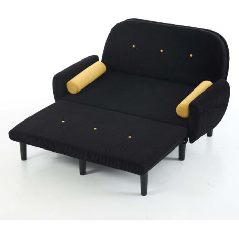 Divano letto Ergonomico, Posizioni multiple Schienale regolabile, Rivestimento velluto coste,Struttura in ferro Nero