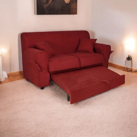 Divano letto estraibile 2 posti 180 cm tessuto imbottito Bordeaux
