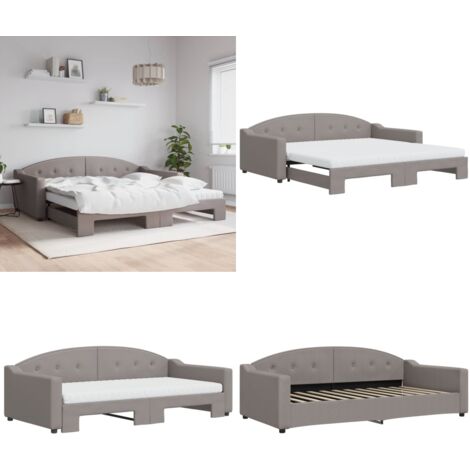 Divano Letto Estraibile con Materassi Tortora 100x200cm Tessuto - Letto estraibile - Materasso in schiuma