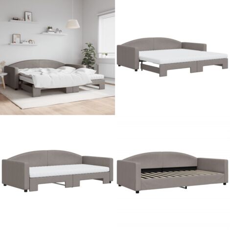 Divano Letto Estraibile con Materassi Tortora 100x200cm Tessuto - Materasso in schiuma - Letto estraibile