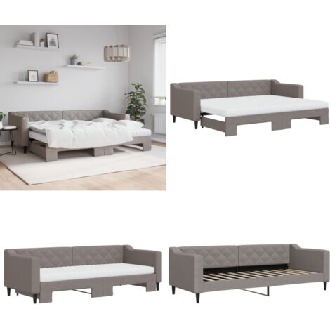 Divano Letto Estraibile con Materassi Tortora 80x200 cm Tessuto - Materasso in schiuma - Letto da giorno