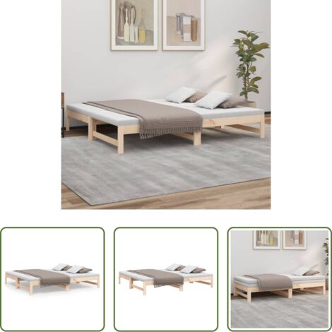 Divano letto estraibile -  Dormeuse Estraibile 2x(75x190) cm Legno Massello di Pino
