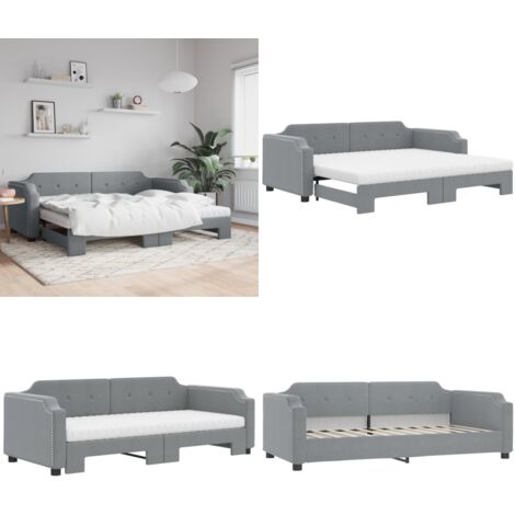 Divano Letto Estraibile Materassi Grigio Chiaro 80x200 Tessuto - Letto estraibile - Materasso in schiuma