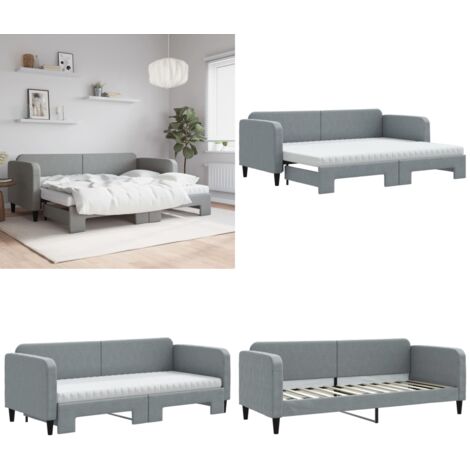 Divano Letto Estraibile Materassi Grigio Chiaro 80x200 Tessuto - Letto estraibile - Materasso in schiuma
