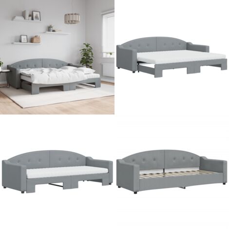 Divano Letto Estraibile Materassi Grigio Chiaro 80x200 Tessuto - Materasso in schiuma - Letto estraibile