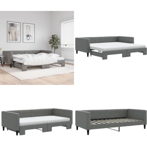 Divano Letto Estraibile Materassi Grigio Scuro 100x200 Tessuto - Materasso in schiuma - Letto da giorno