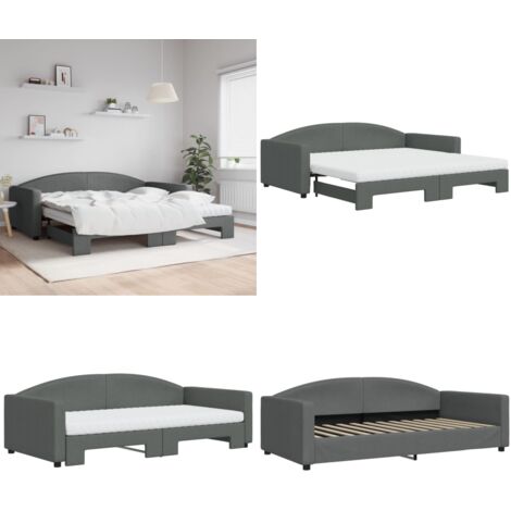 Divano Letto Estraibile Materassi Grigio Scuro 100x200 Tessuto - Materasso in schiuma - Letto estraibile