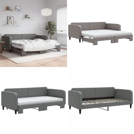 Divano Letto Estraibile Materassi Grigio Scuro 100x200 Tessuto - Materasso in schiuma - Letto estraibile