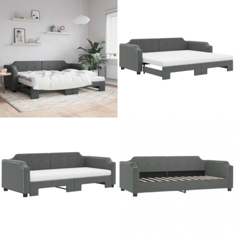 Divano Letto Estraibile Materassi Grigio Scuro 80x200cm Tessuto - Materasso in schiuma - Letto estraibile