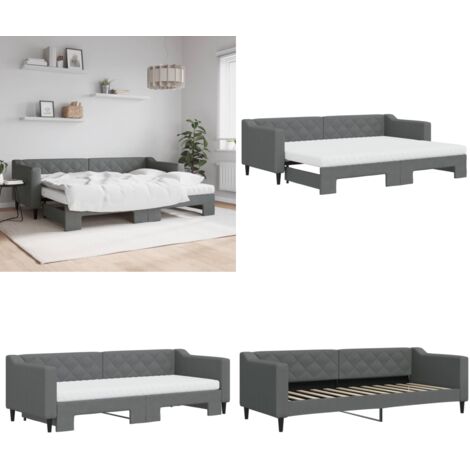 Divano Letto Estraibile Materassi Grigio Scuro 80x200cm Tessuto - Materasso in schiuma - Letto estraibile