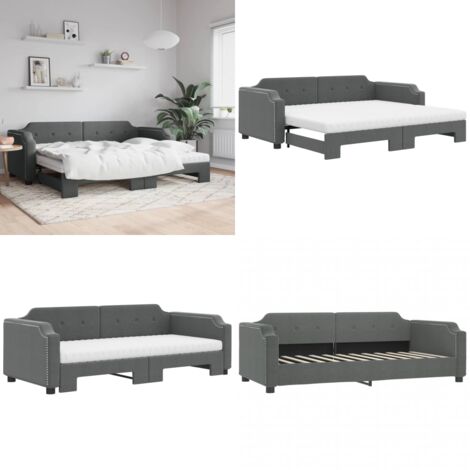Divano Letto Estraibile Materassi Grigio Scuro 90x200cm Tessuto - Materasso in schiuma - Letto estraibile