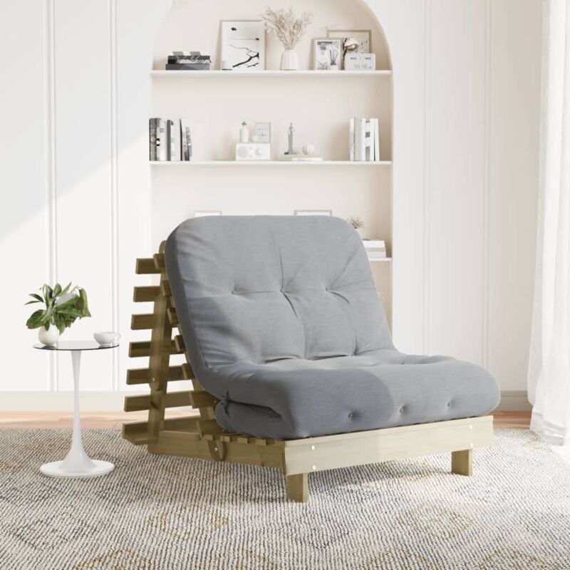 Image of Vidaxl - Divano Letto Futon con Materasso 80x206x11cm Pino Impregnato