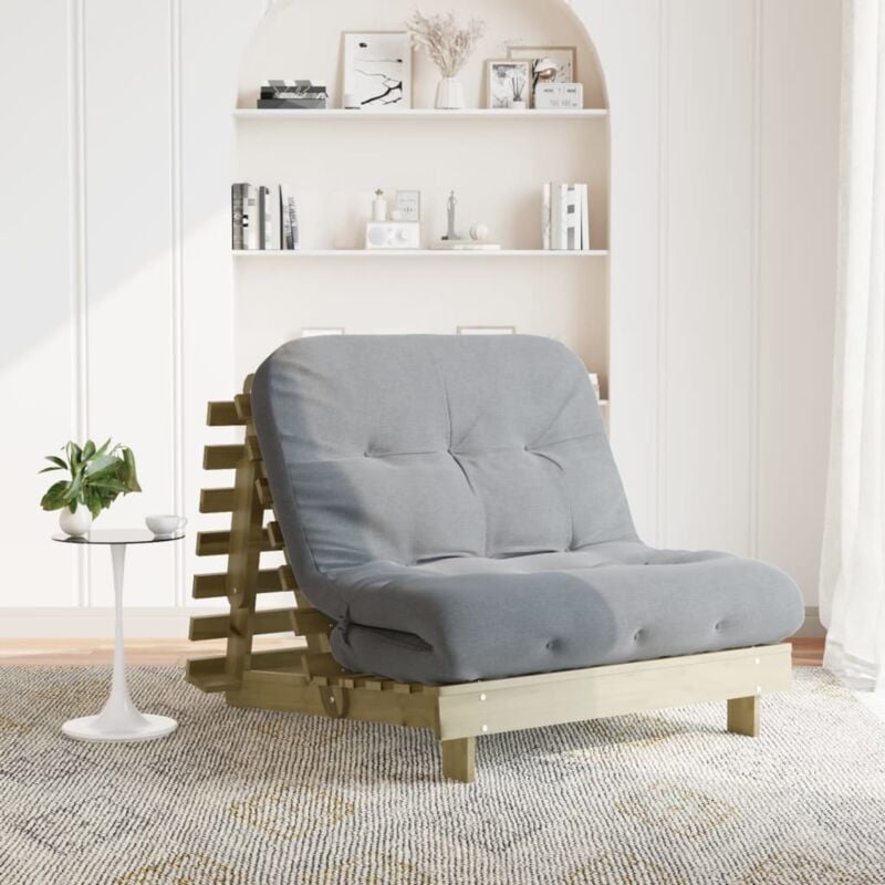 Image of Divano Letto Futon con Materasso 100x206x11cm Pino Impregnato - Vidaxl