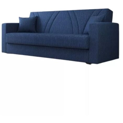 BELLAHOME divano letto "ibiza" 3 posti tessuto blue jeans, 214x81x89 cm