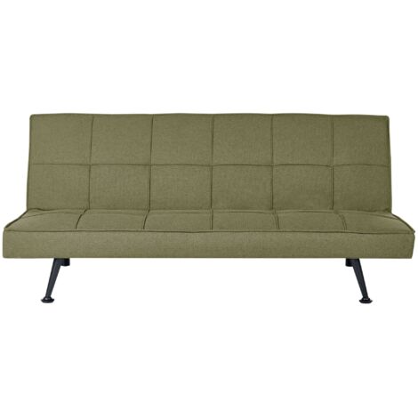 Divano letto imbottito in tessuto verde oliva Hasle