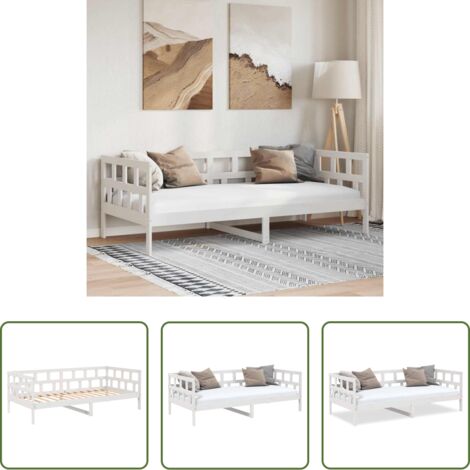 Divano letto in legno -  Dormeuse Bianca in Legno Massello di Pino 90x190 cm
