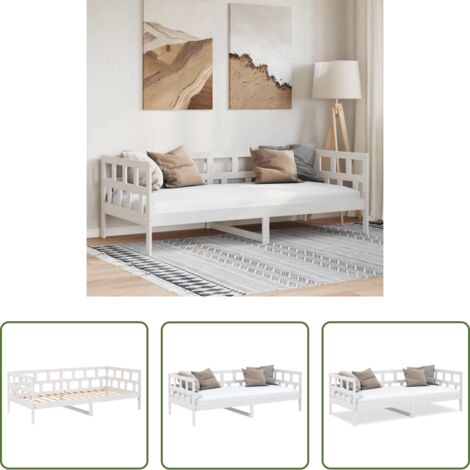 Divano letto in legno -  Dormeuse Bianca in Legno Massello di Pino 90x200 cm