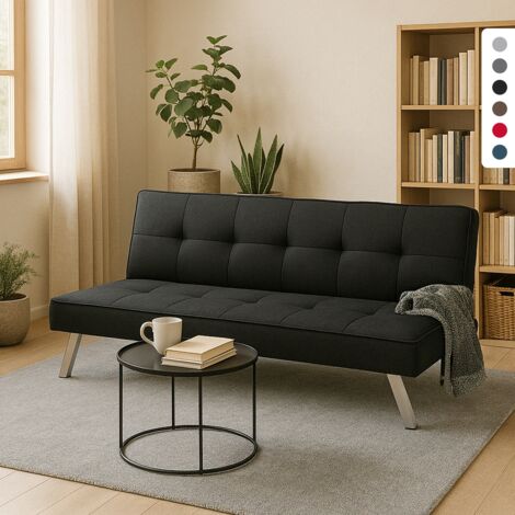Divano letto in tessuto con porta USB e gambe in metallo design Astralis - Nero
