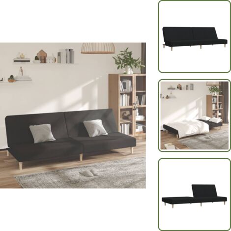 Divano letto in tessuto - vidaXL Divano Letto a 2 Posti Nero in Tessuto - Divano letto nero