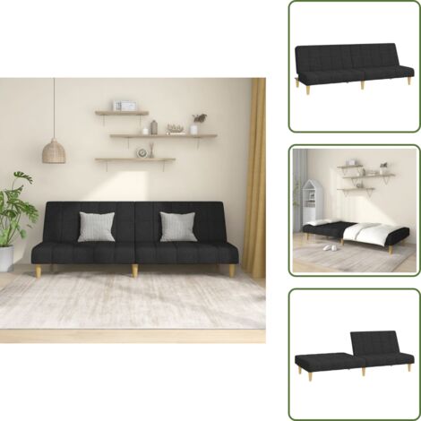 Divano letto in tessuto - vidaXL Divano Letto a 2 Posti Nero in Tessuto - Divano letto nero
