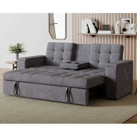 CONCEPT-USINE Divano letto in velluto a coste grigio NOHO