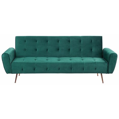 Divano letto in velluto verde Selnes