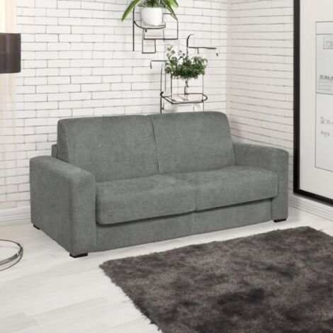 Divano letto Kriog 3 posti con rete elettrosaldata in tessuto Barrel 83 grigio