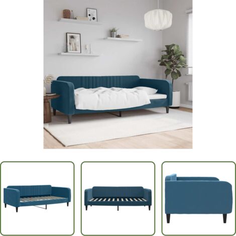 Divano letto -  Letto da Giorno Blu 100x200 cm in Velluto