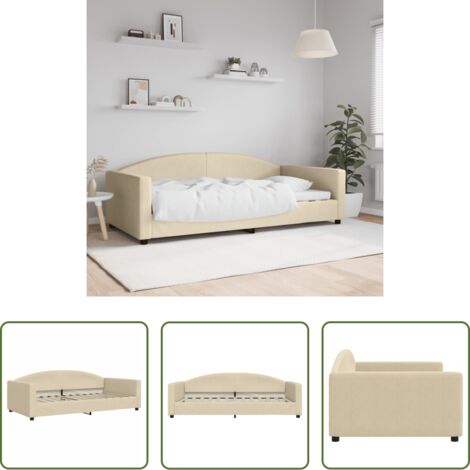 Divano letto -  Letto da Giorno Crema 100x200 cm in Tessuto