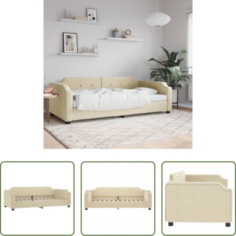 Divano letto -  Letto da Giorno Crema 100x200 cm in Tessuto