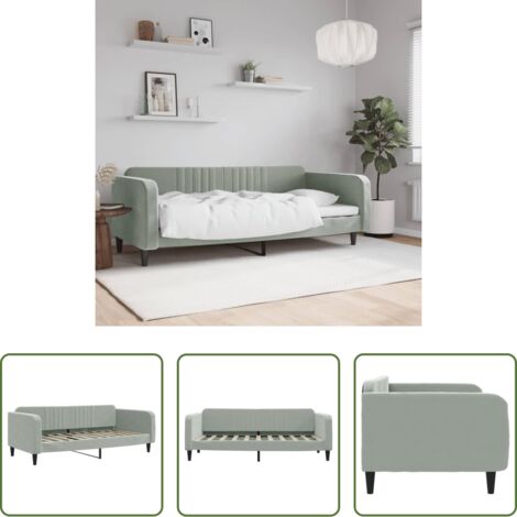 Divano letto -  Letto da Giorno Grigio Chiaro 90x190 cm in Velluto