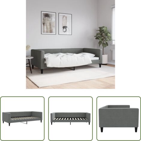 Divano letto -  Letto da Giorno Grigio Scuro 100x200 cm in Tessuto