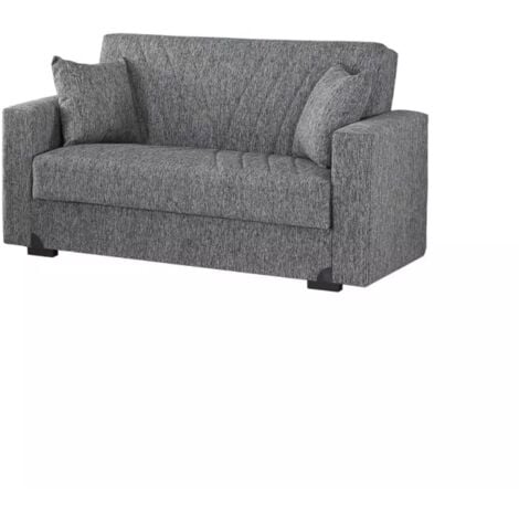 divano letto "mali" 2 posti con cassettone in tessuto grigio, 152x74x83 cm