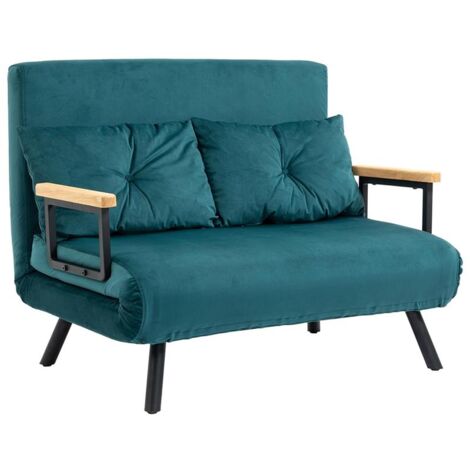 DIVANO LETTO MATRIMONIALE 3 IN 1 VELLUTATO CON SCHIENALE REGOLABILE IN 5 LIVELLI E CUSCINI. BLU SCURO
