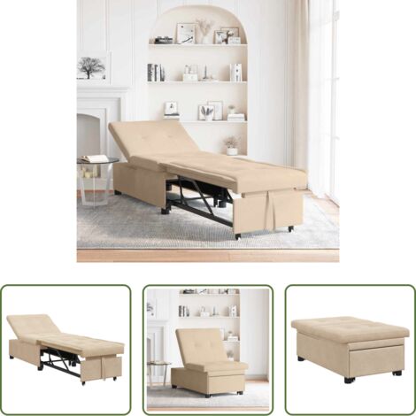 Divano letto microfibra -  Divano Letto Estraibile Crema 194 x 67 x 82 cm Microfibra