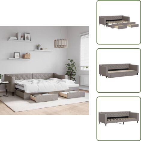 Divano letto moderno - vidaXL Divano Letto Estraibile con Cassetti Tortora 80x200 cm Tessuto - Letto con ruote
