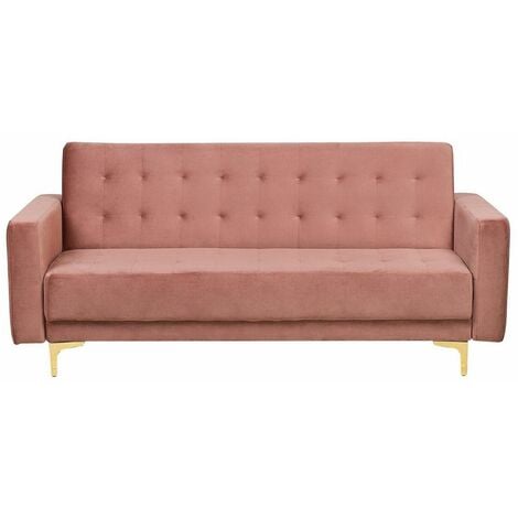 Divano Letto Modulare a 3 Posti in Velluto Imbottito Color Rosa Aberdeen